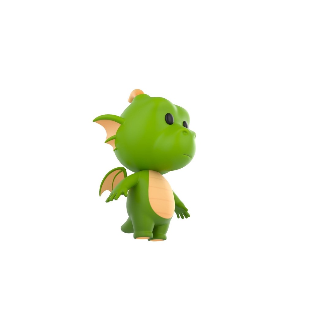 Dragon 3D Model – Cute Fantasy Character, FBX & OBJ Formats - View 4