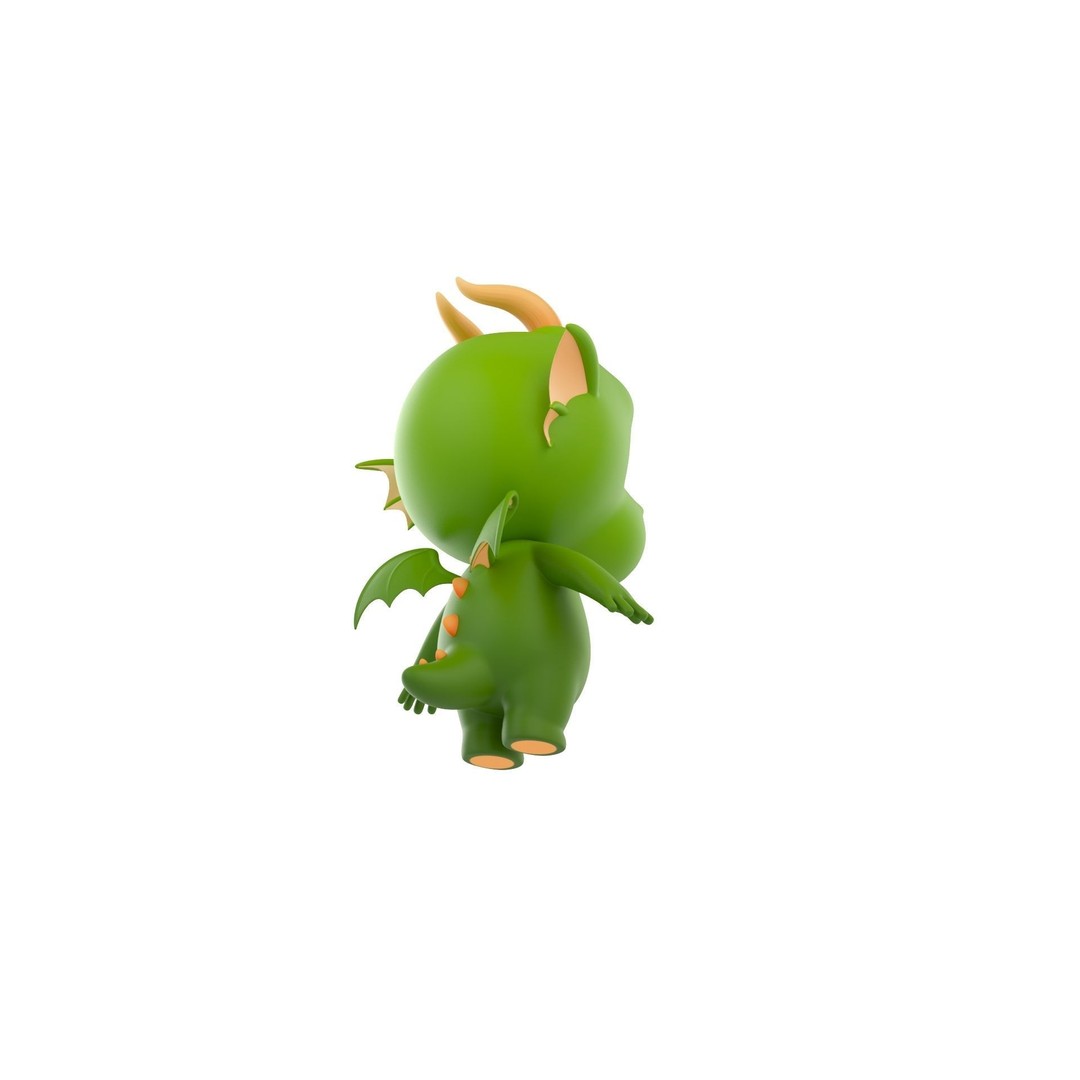 Dragon 3D Model – Cute Fantasy Character, FBX & OBJ Formats - View 6