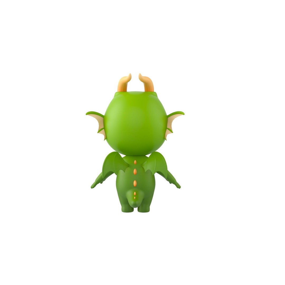 Dragon 3D Model – Cute Fantasy Character, FBX & OBJ Formats - View 7