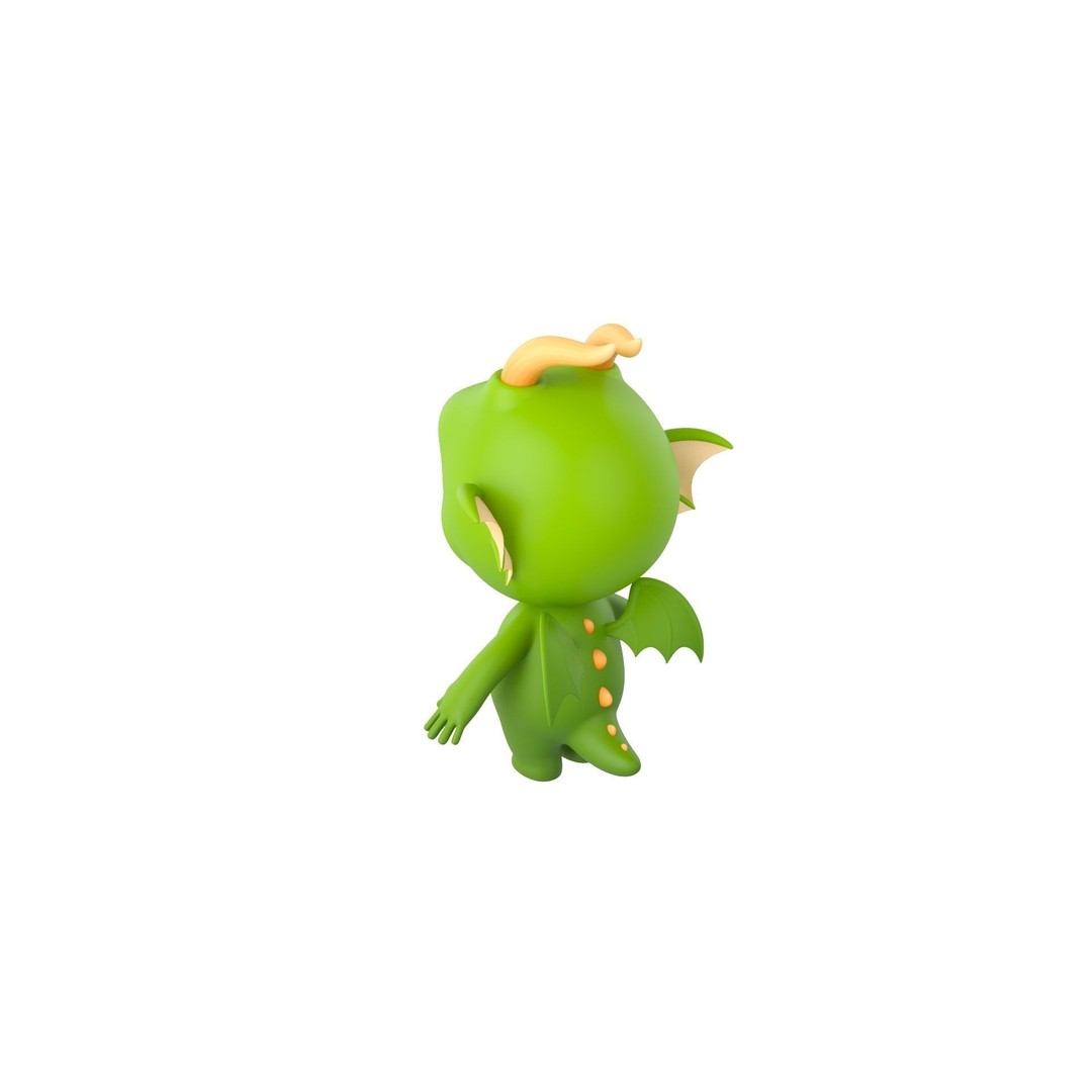 Dragon 3D Model – Cute Fantasy Character, FBX & OBJ Formats - View 8