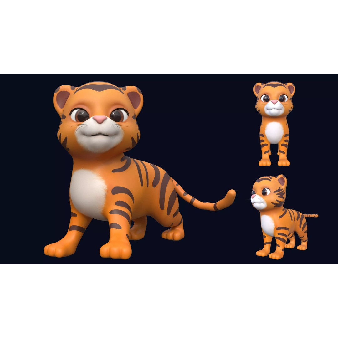 Tiger 3D Model – Rigged Cartoon Animal for Animation, FBX - View 2