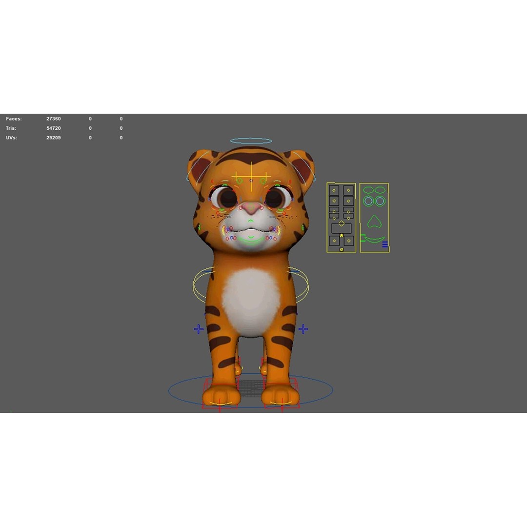 Tiger 3D Model – Rigged Cartoon Animal for Animation, FBX - View 3