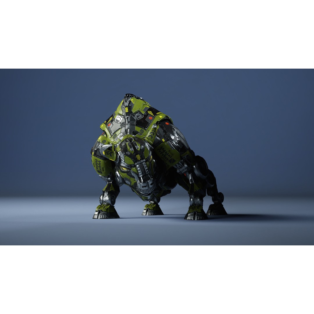 SciFi Bison 3D Model – Low Poly Character with Animations, FBX - View 12