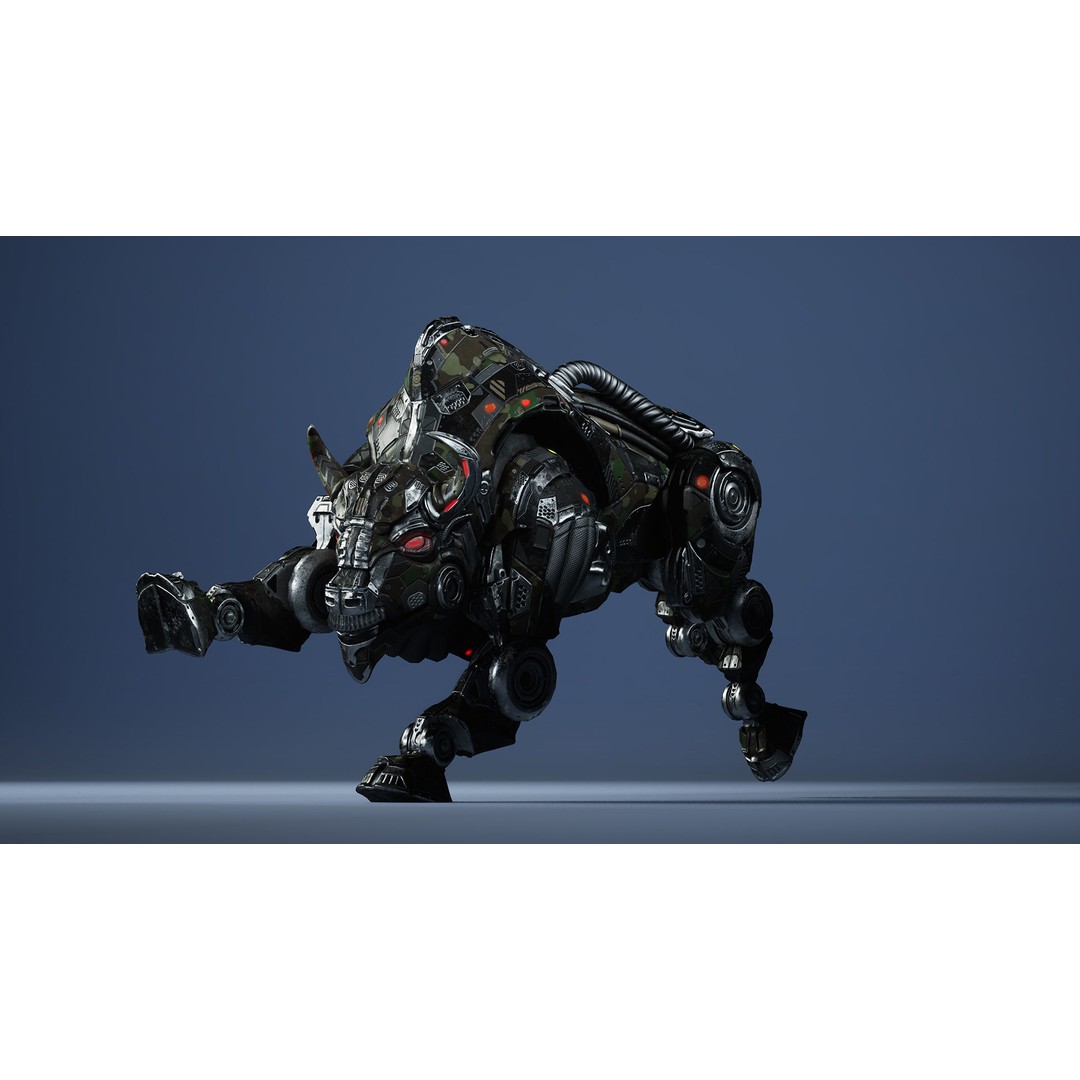 SciFi Bison 3D Model – Low Poly Character with Animations, FBX - View 13