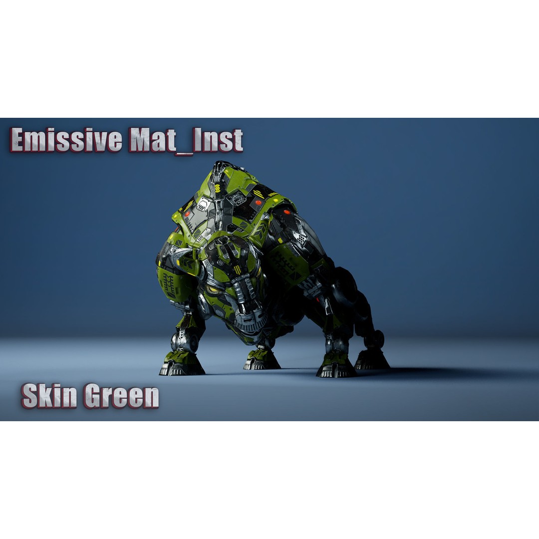SciFi Bison 3D Model – Low Poly Character with Animations, FBX - View 5