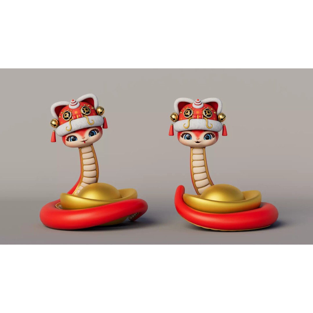 Rigged Cartoon Snake 3D Model – Cute Character Asset, FBX & OBJ - View 2