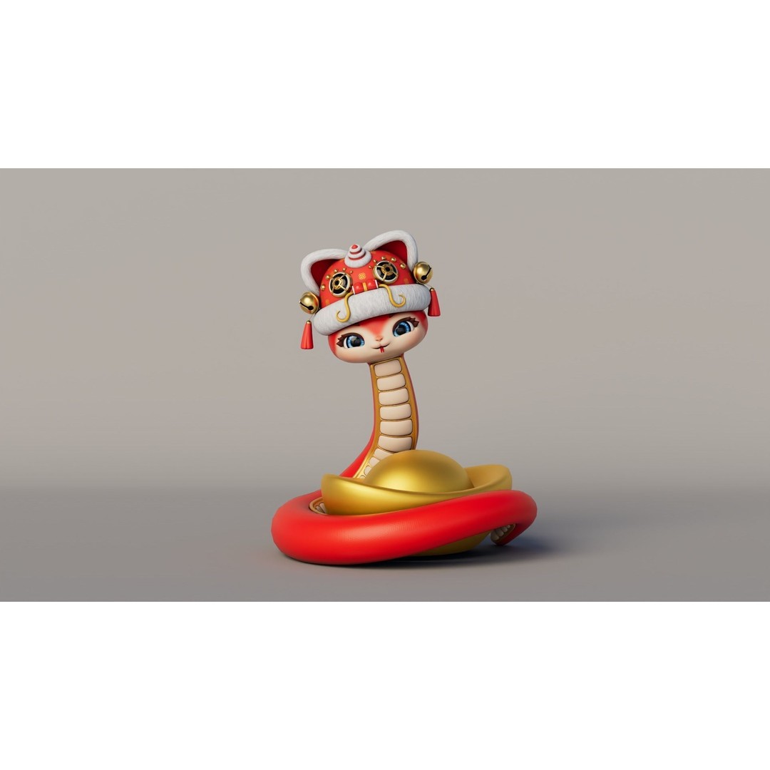 Rigged Cartoon Snake 3D Model – Cute Character Asset, FBX & OBJ - View 3