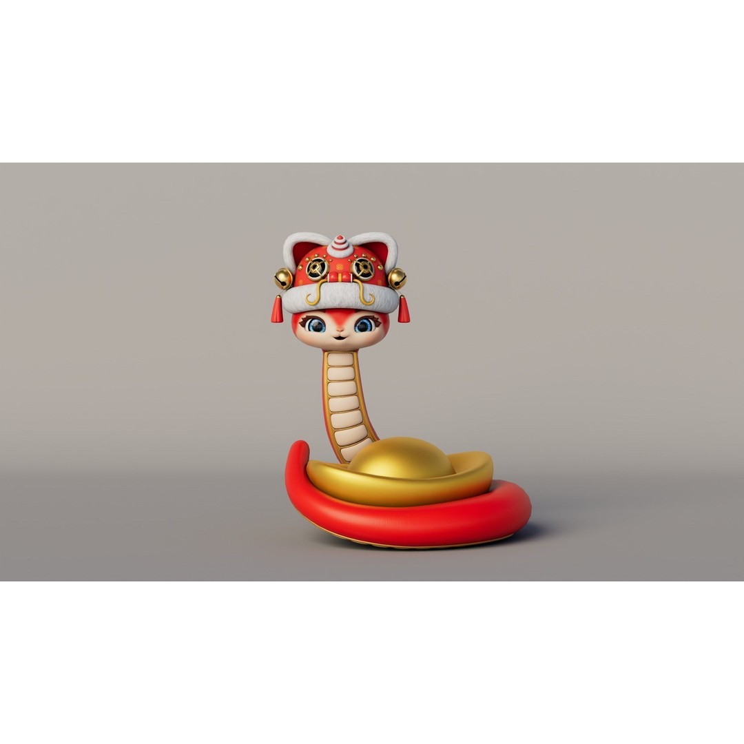 Rigged Cartoon Snake 3D Model – Cute Character Asset, FBX & OBJ - View 4