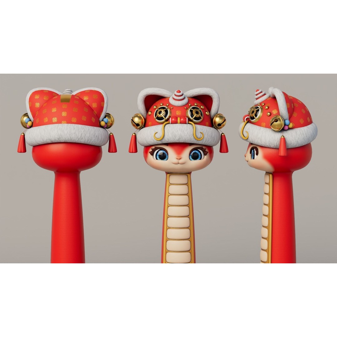 Rigged Cartoon Snake 3D Model – Cute Character Asset, FBX & OBJ - View 6