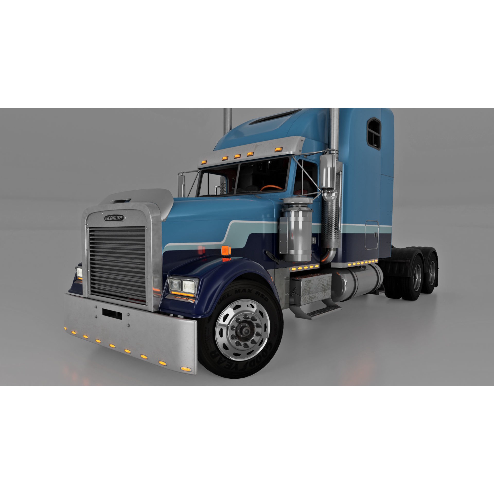 Freightliner FLD 132 Classic XL - Low-Poly Game-Ready 3D Model - View 8