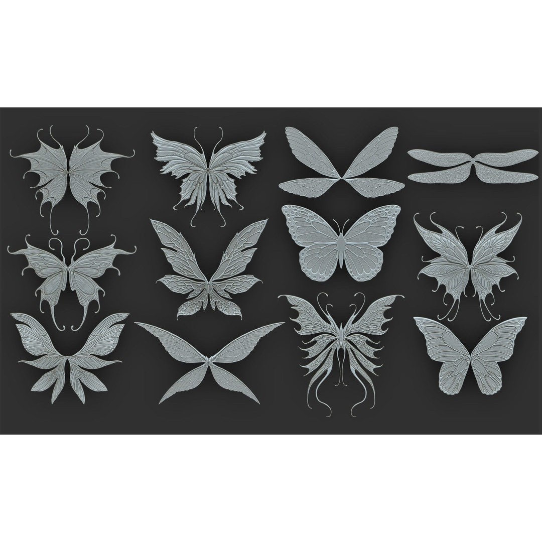 Fairy Wings 3D Model – Fantasy Wing Designs, ZTL, OBJ, STL Formats
