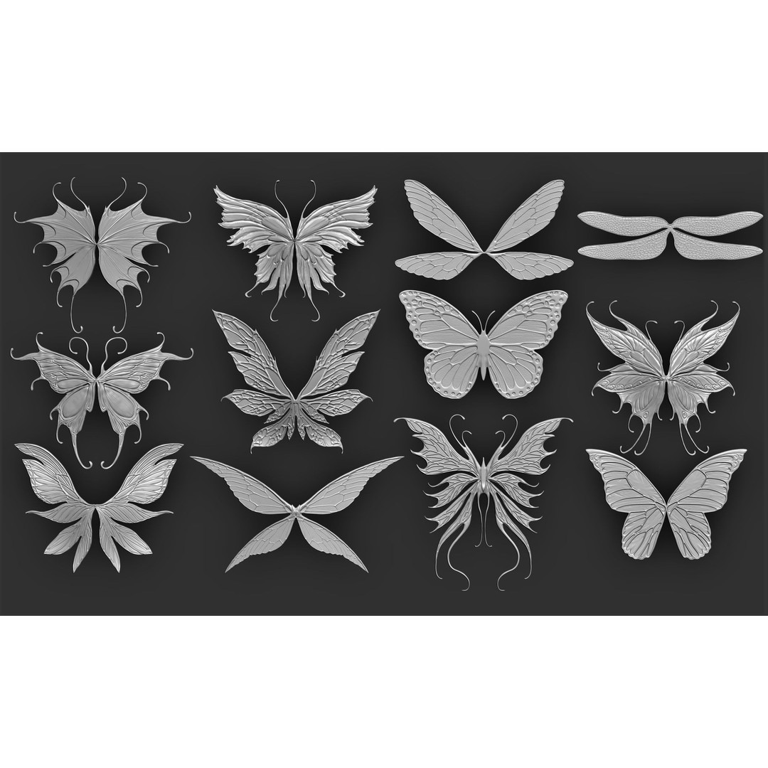 Fairy Wings 3D Model – Fantasy Wing Designs, ZTL, OBJ, STL Formats - View 15