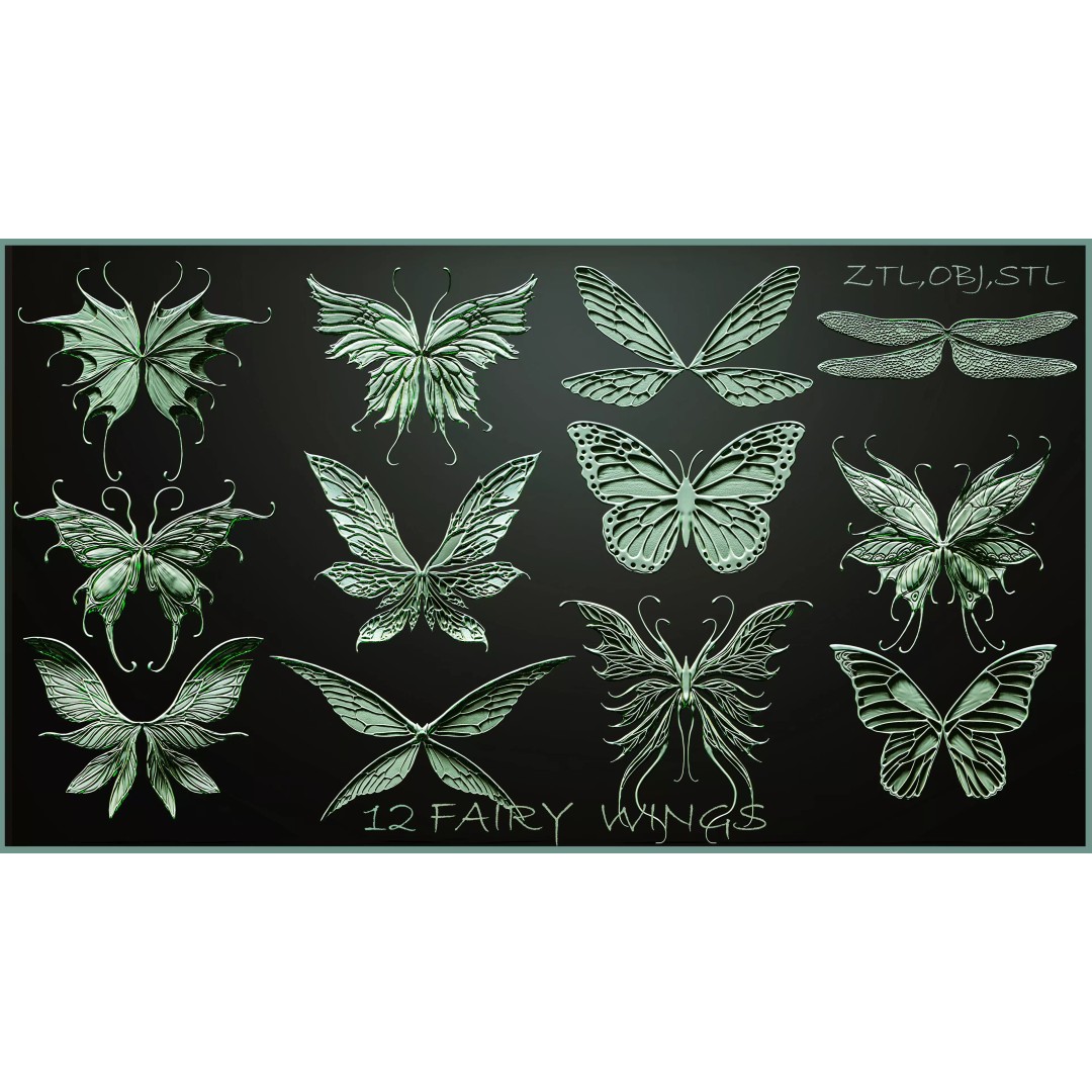 Fairy Wings 3D Model – Fantasy Wing Designs, ZTL, OBJ, STL Formats - View 2