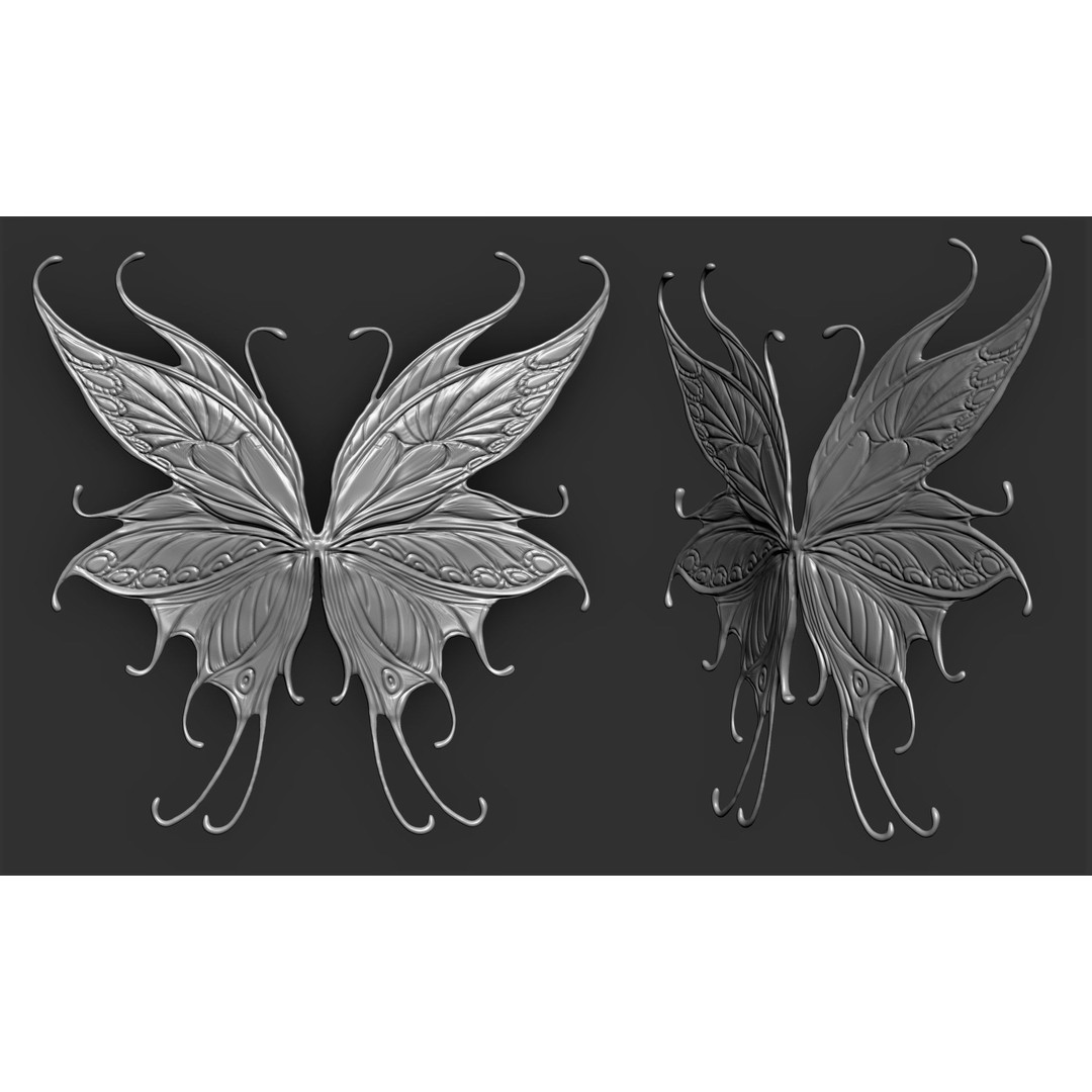 Fairy Wings 3D Model – Fantasy Wing Designs, ZTL, OBJ, STL Formats - View 5
