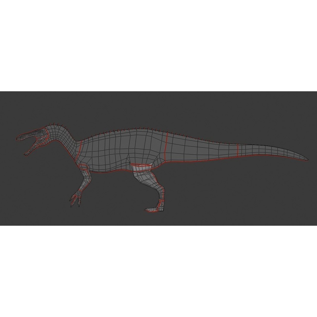 Suchominus 3D Model – Low Poly Dinosaur Asset Pack, FBX, PBR - View 14