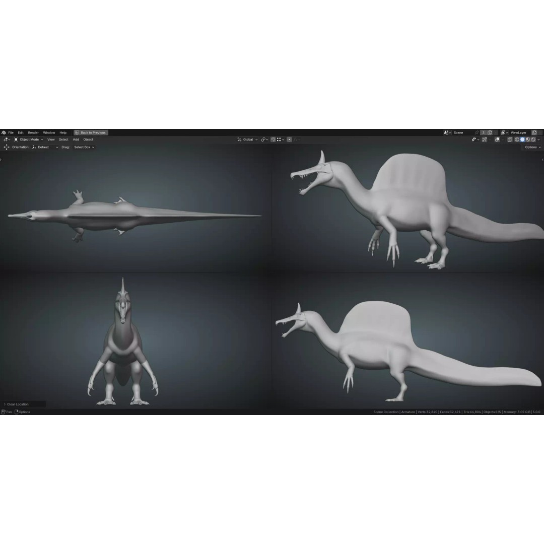 Spinosaurus mirabilis 3D Model – Low Poly Rigged Dinosaur for Animation - View 17