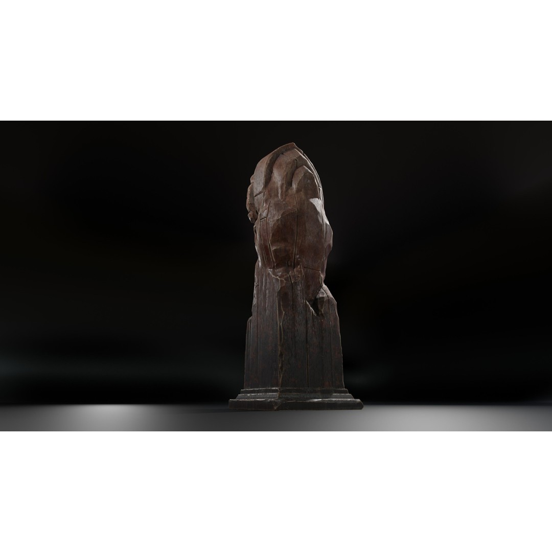 Lion Wooden Statue 3D Model – Low-Poly Artistic Sculpture, PBR Textures - View 13