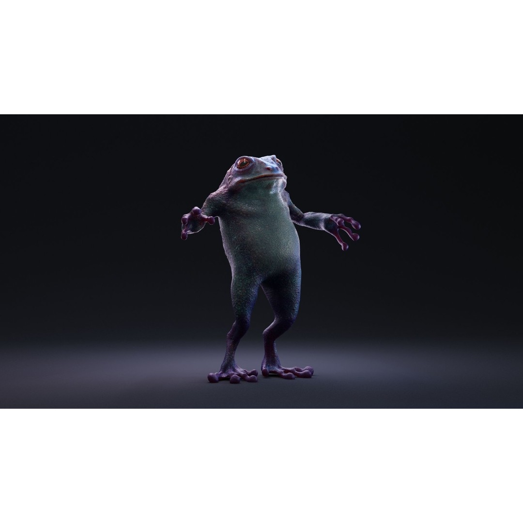 Blue Frog 3D Model – Rigged Low-Poly Game Asset, FBX - View 10