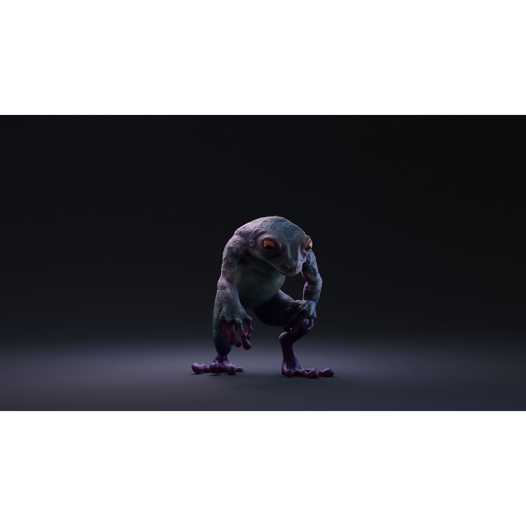 Blue Frog 3D Model – Rigged Low-Poly Game Asset, FBX - View 11