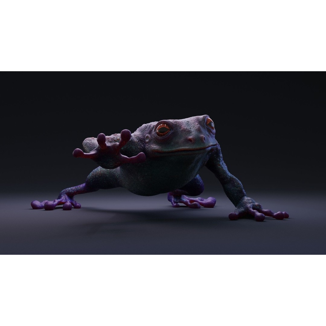 Blue Frog 3D Model – Rigged Low-Poly Game Asset, FBX - View 12