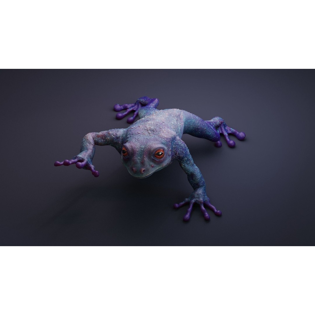 Blue Frog 3D Model – Rigged Low-Poly Game Asset, FBX - View 14