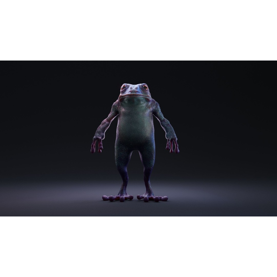 Blue Frog 3D Model – Rigged Low-Poly Game Asset, FBX - View 15