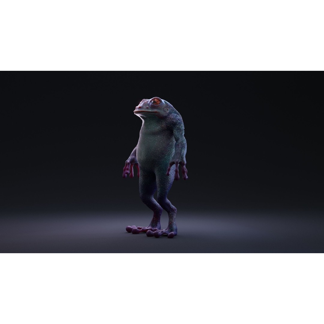 Blue Frog 3D Model – Rigged Low-Poly Game Asset, FBX - View 16