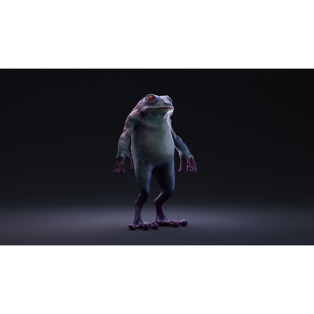 Blue Frog 3D Model – Rigged Low-Poly Game Asset, FBX - View 17