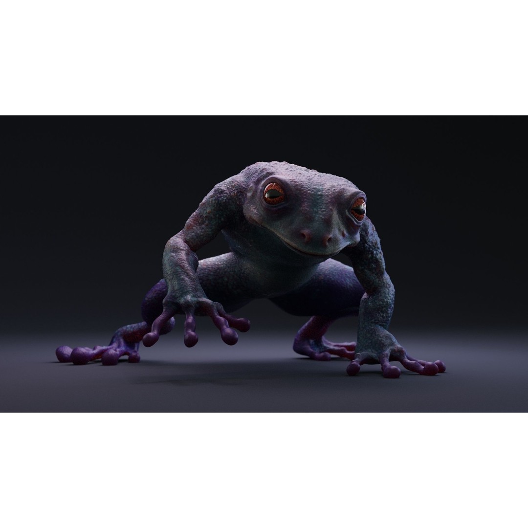 Blue Frog 3D Model – Rigged Low-Poly Game Asset, FBX - View 4