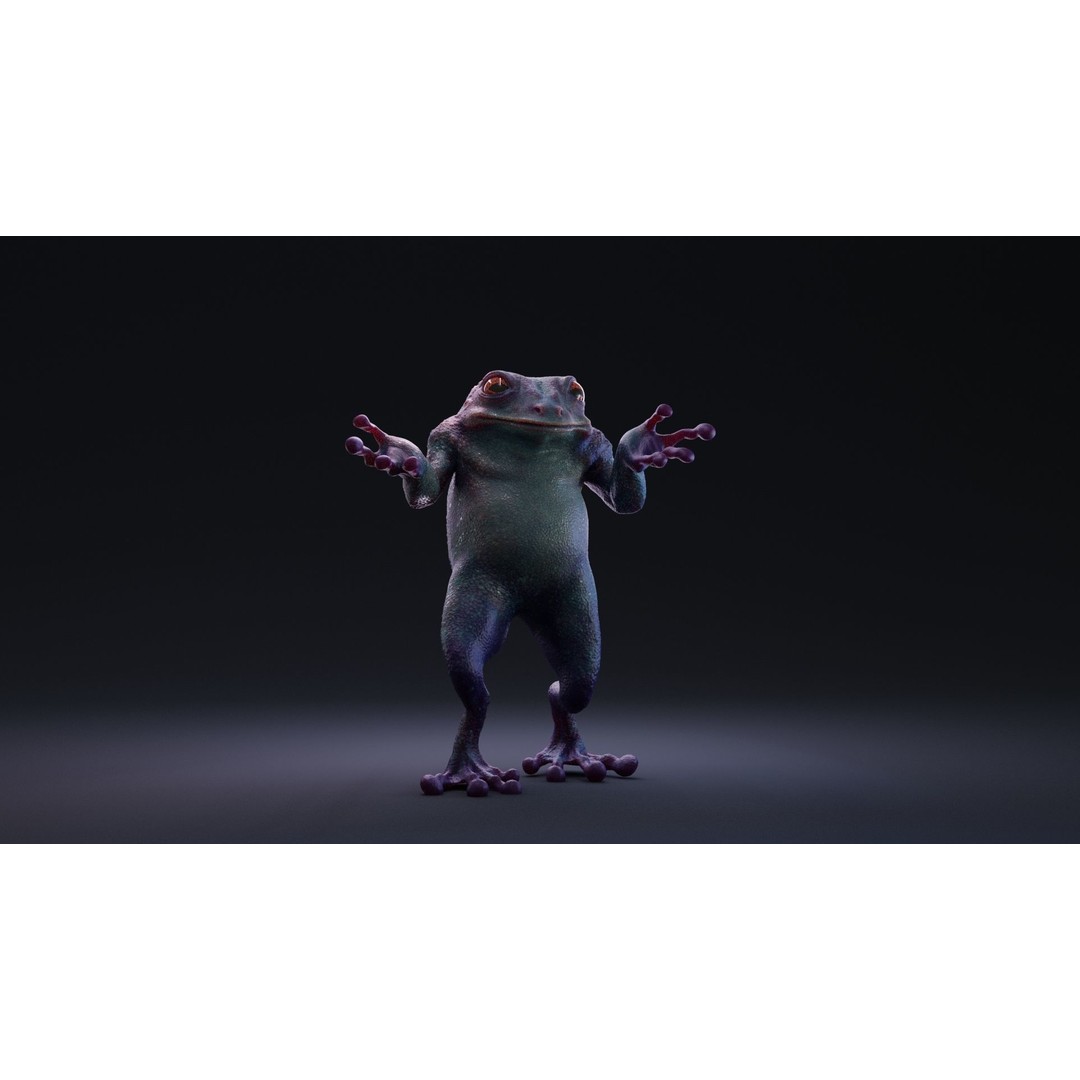 Blue Frog 3D Model – Rigged Low-Poly Game Asset, FBX - View 5