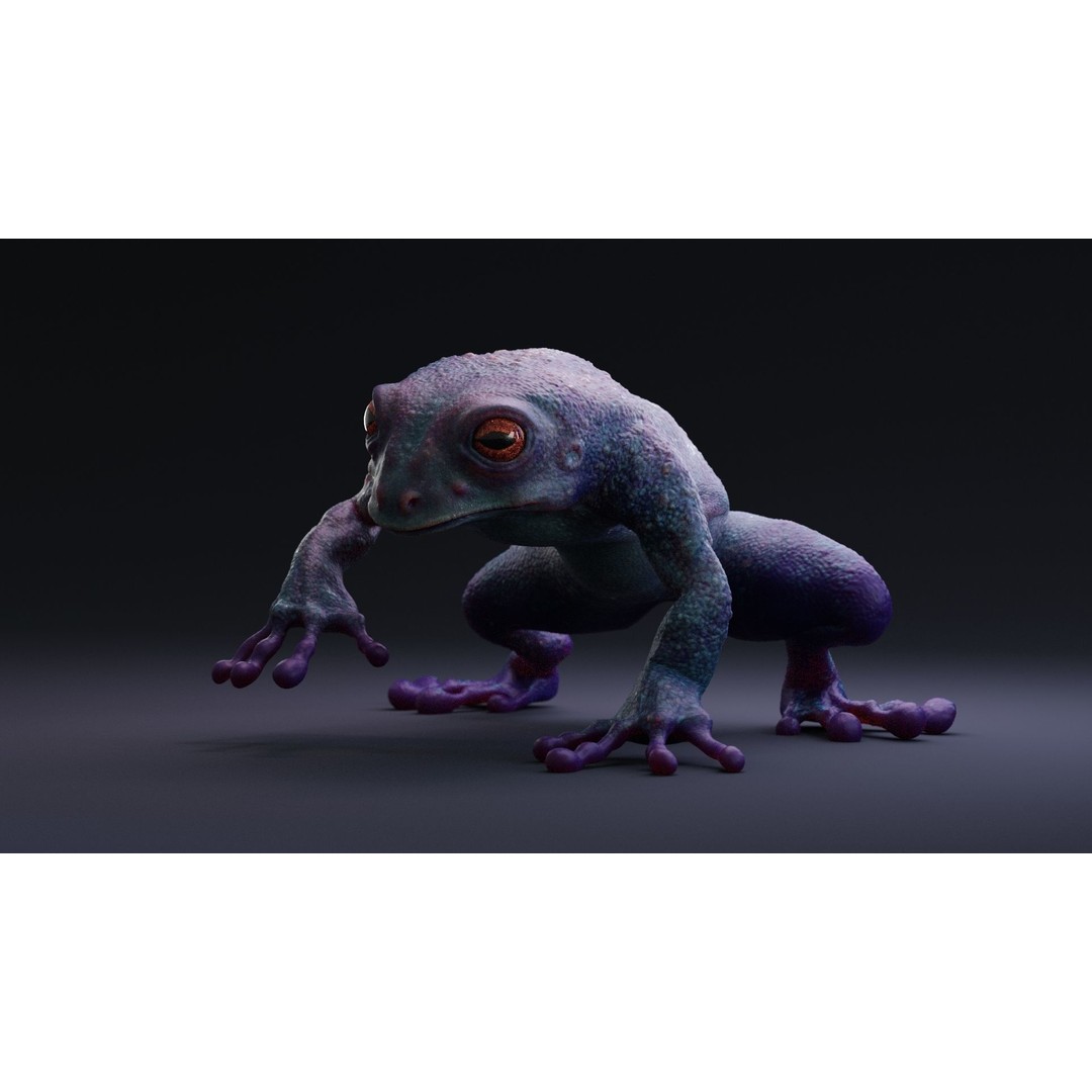 Blue Frog 3D Model – Rigged Low-Poly Game Asset, FBX - View 6