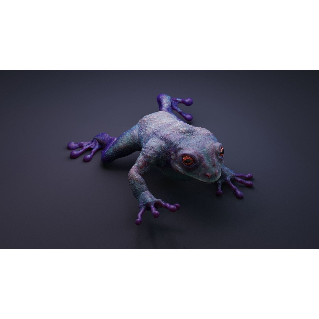 Blue Frog 3D Model – Rigged Low-Poly Game Asset, FBX - View 7