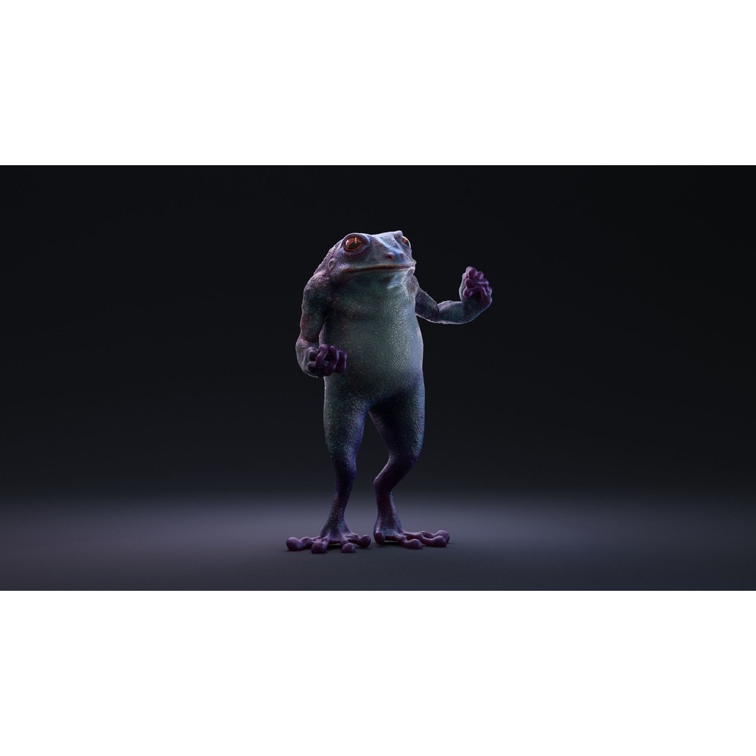 Blue Frog 3D Model – Rigged Low-Poly Game Asset, FBX - View 8