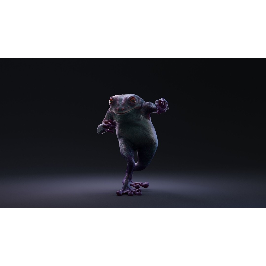 Blue Frog 3D Model – Rigged Low-Poly Game Asset, FBX - View 9
