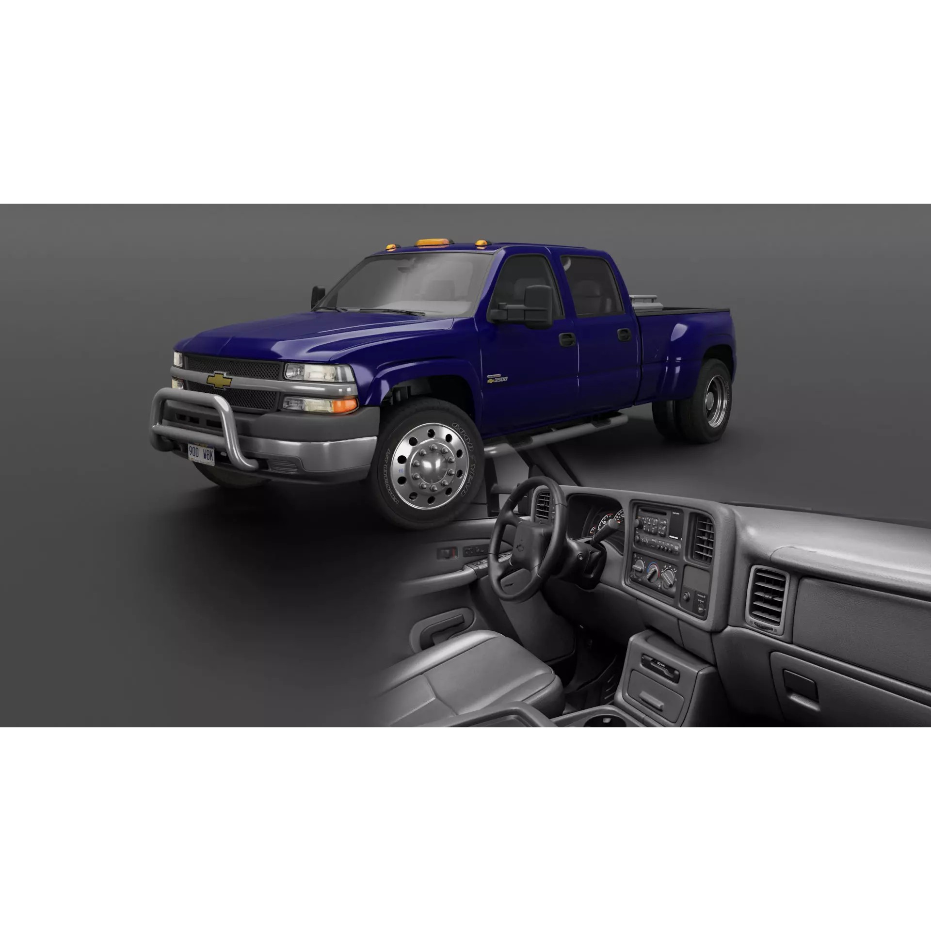Chevy Silverado 3500 Dually Pickup Truck - Game-Ready 3D Model - View 2