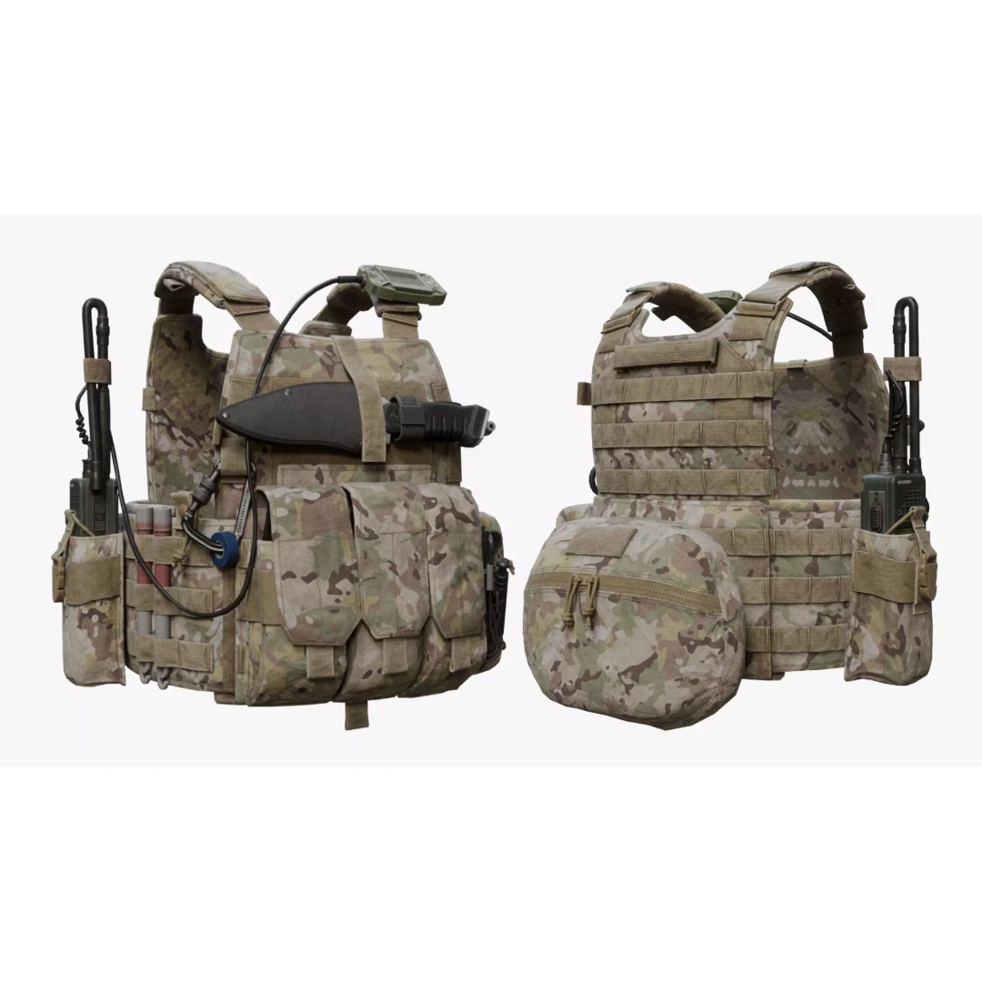 Tactical Vest 3D Model – Low Poly Game-Ready Asset, FBX & OBJ - View 2