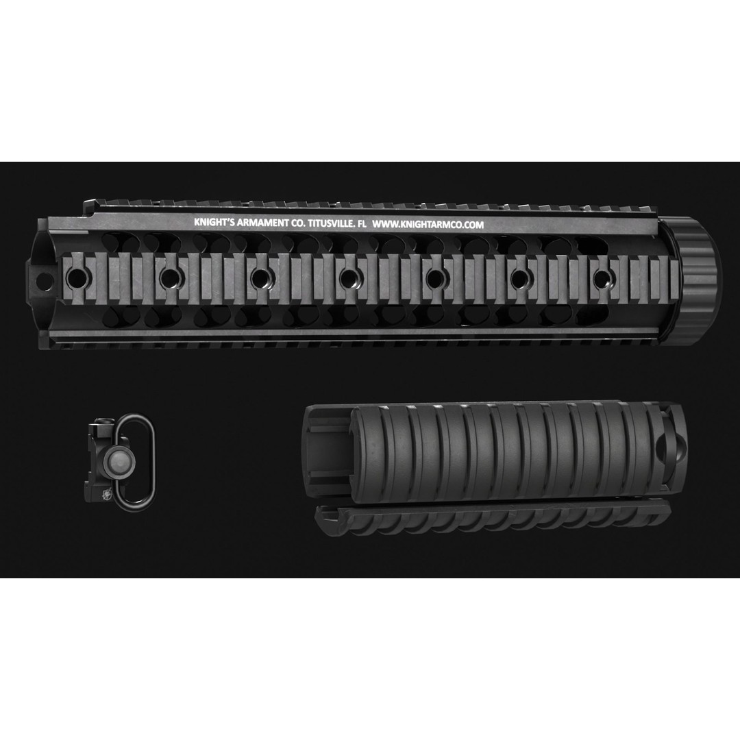 KAC SR-25 Handguard 3D Model – Low Poly Game Asset, FBX & OBJ - View 4