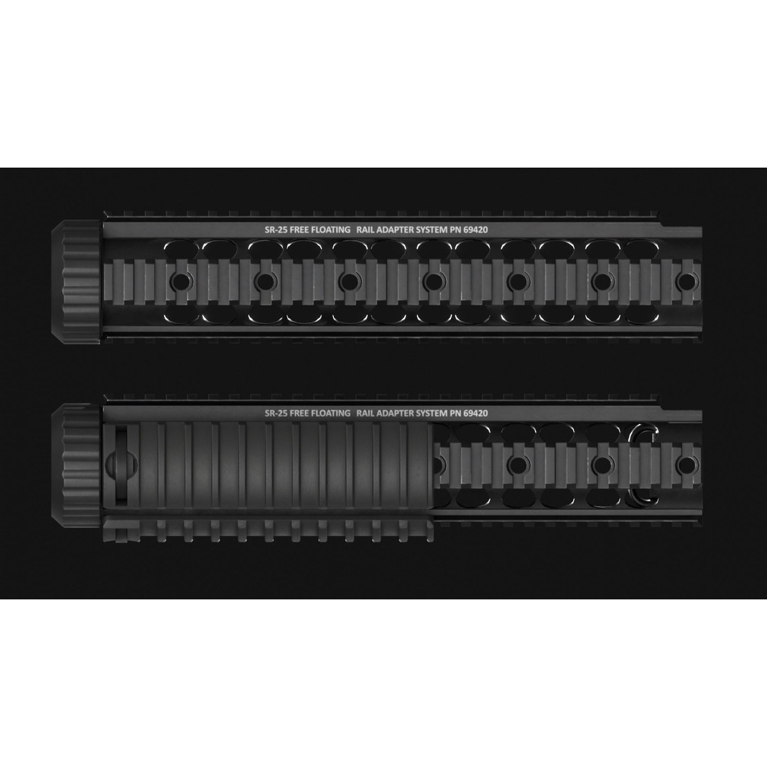 KAC SR-25 Handguard 3D Model – Low Poly Game Asset, FBX & OBJ - View 6