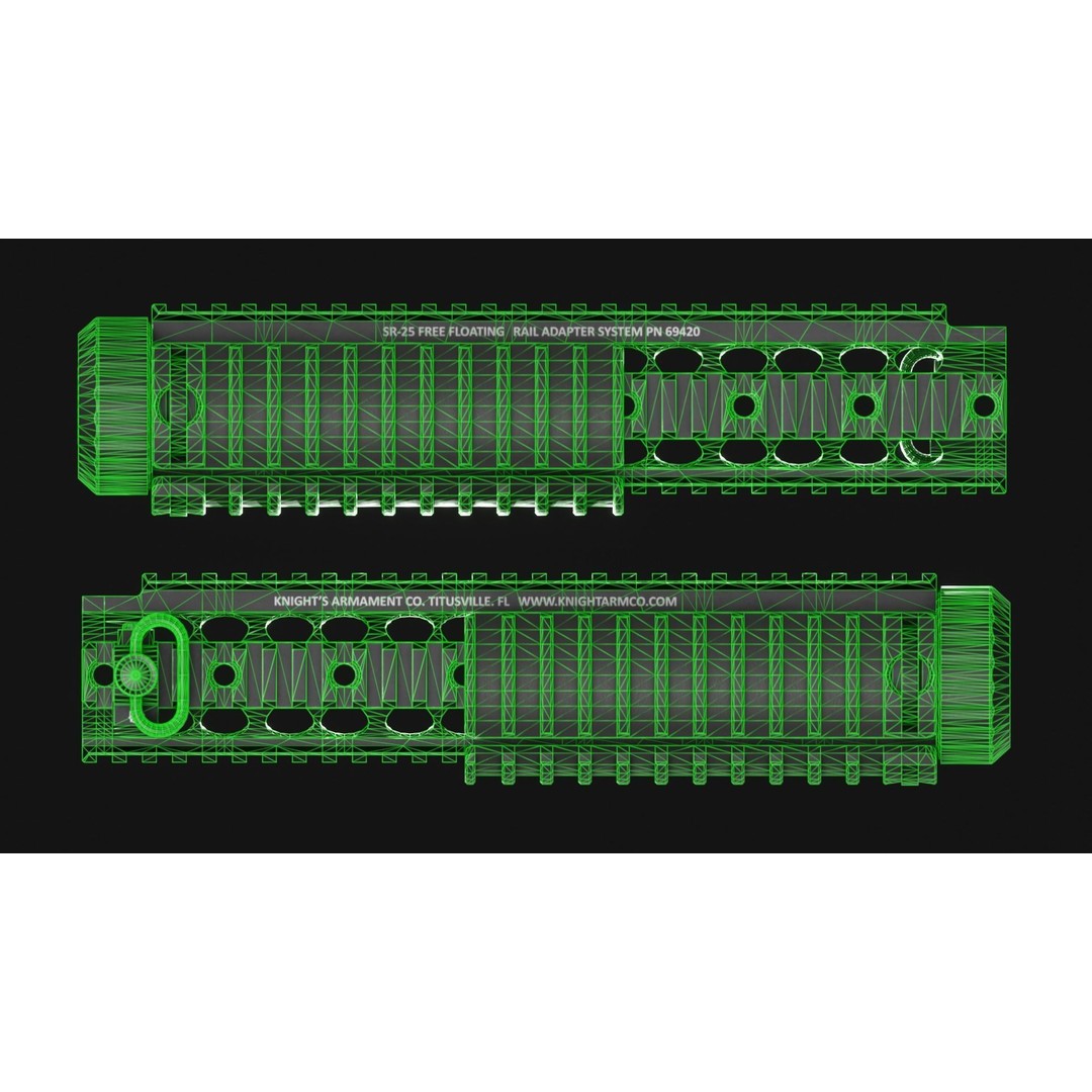 KAC SR-25 Handguard 3D Model – Low Poly Game Asset, FBX & OBJ - View 7