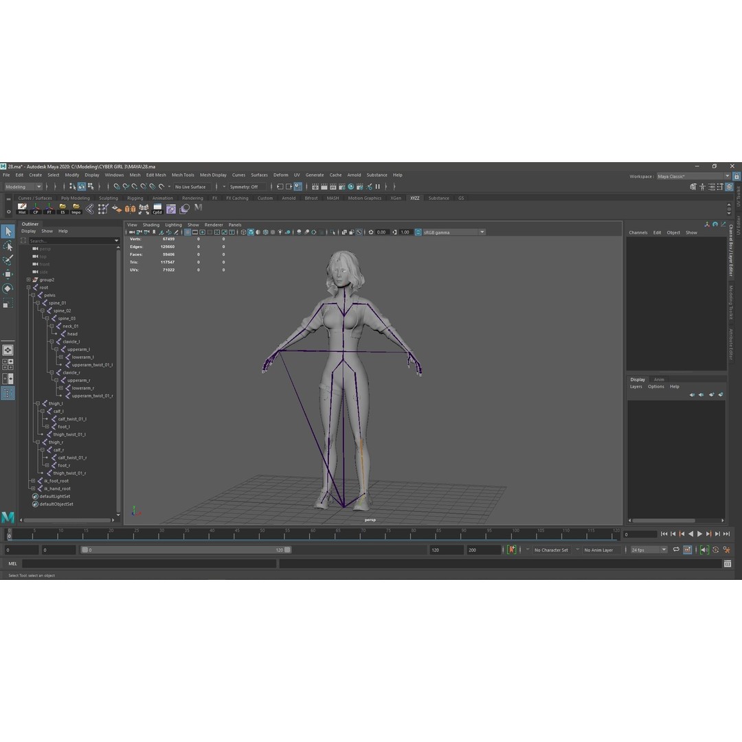 Cyberpunk Girl 3D Model – Low Poly Game-Ready Character, FBX - View 16