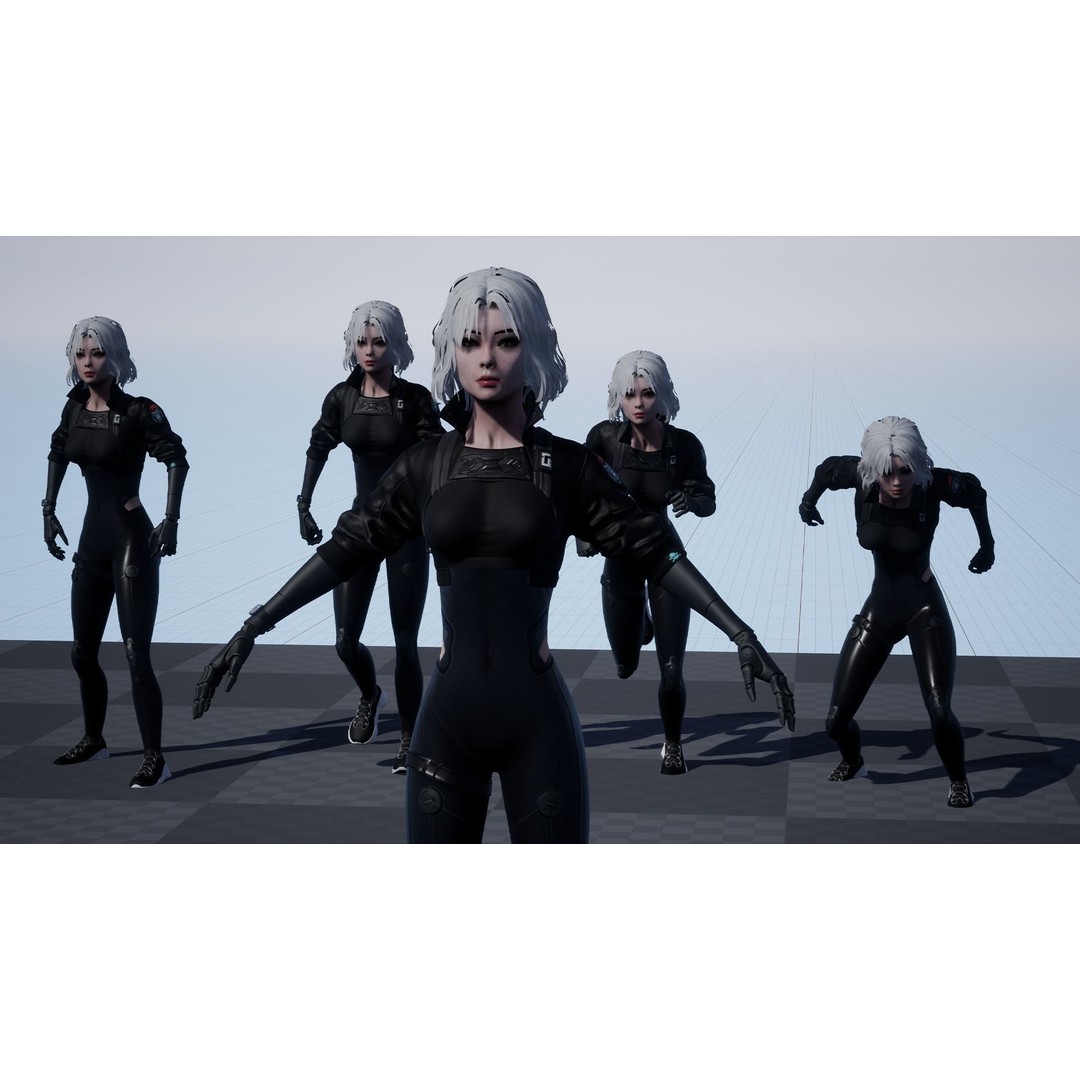 Cyberpunk Girl 3D Model – Low Poly Game-Ready Character, FBX - View 18