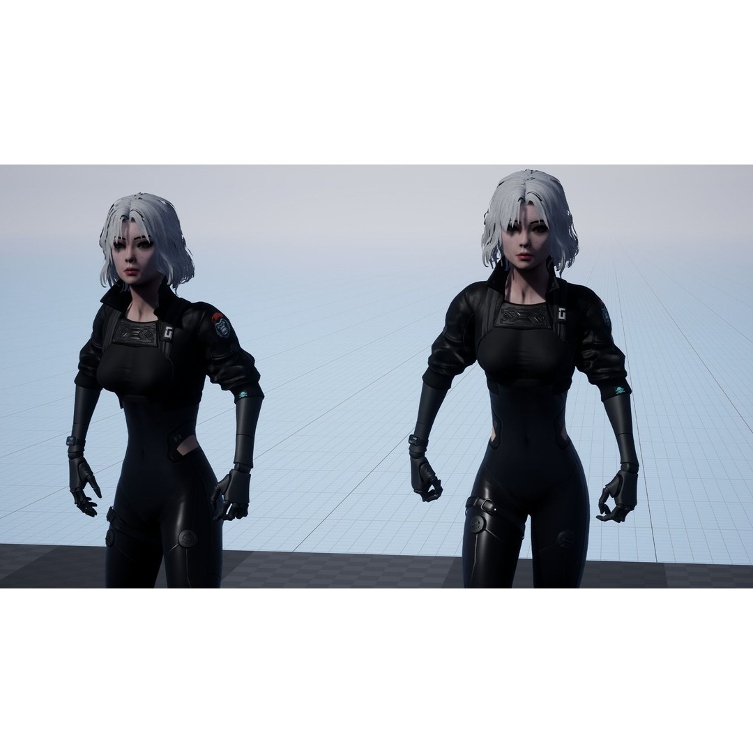 Cyberpunk Girl 3D Model – Low Poly Game-Ready Character, FBX - View 19
