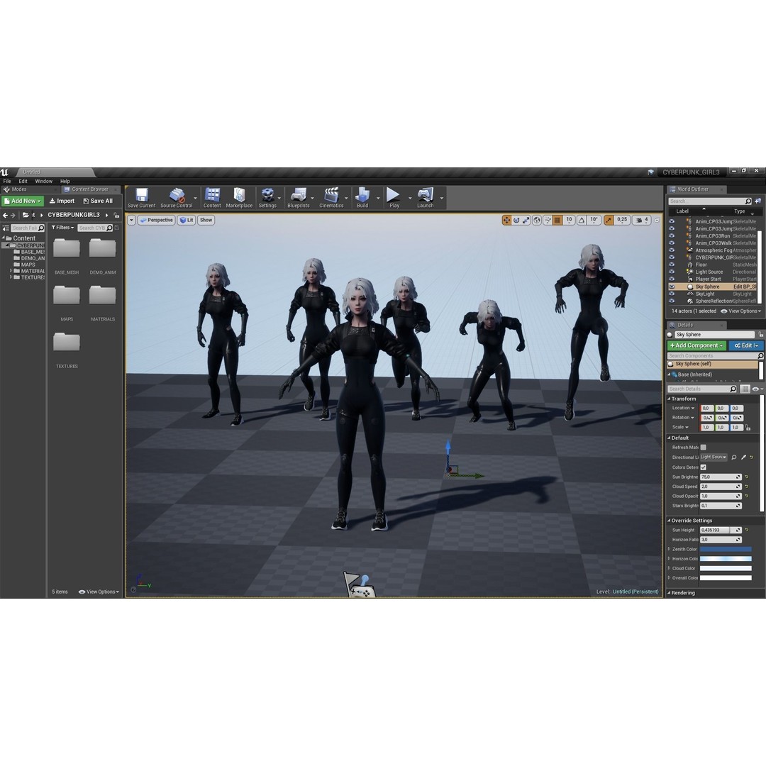 Cyberpunk Girl 3D Model – Low Poly Game-Ready Character, FBX - View 21