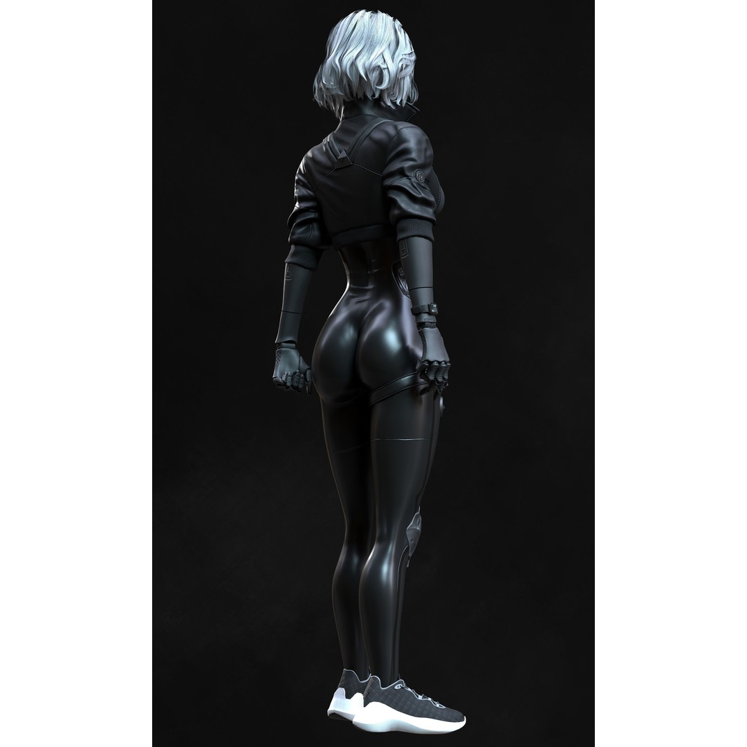Cyberpunk Girl 3D Model – Low Poly Game-Ready Character, FBX - View 8