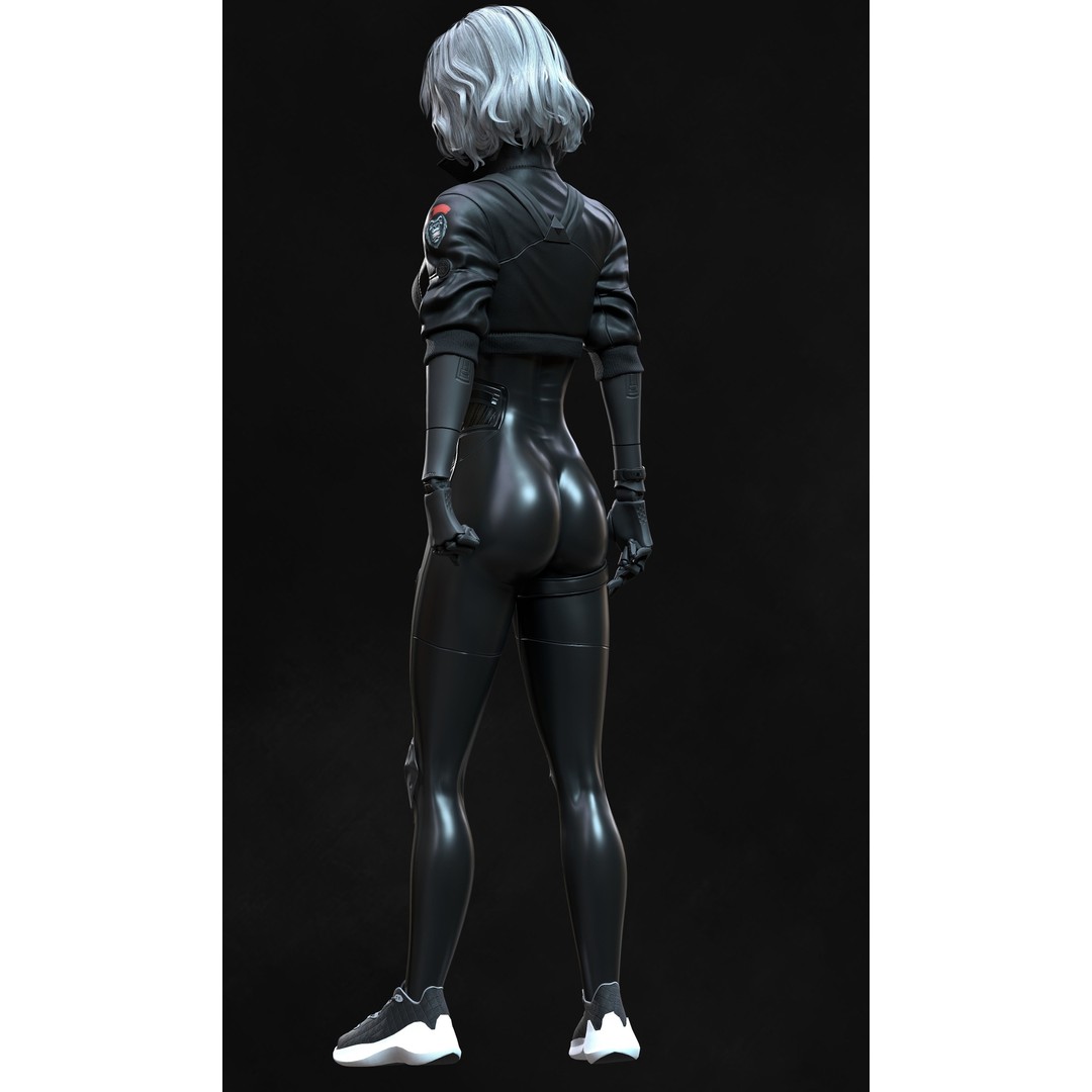 Cyberpunk Girl 3D Model – Low Poly Game-Ready Character, FBX - View 9