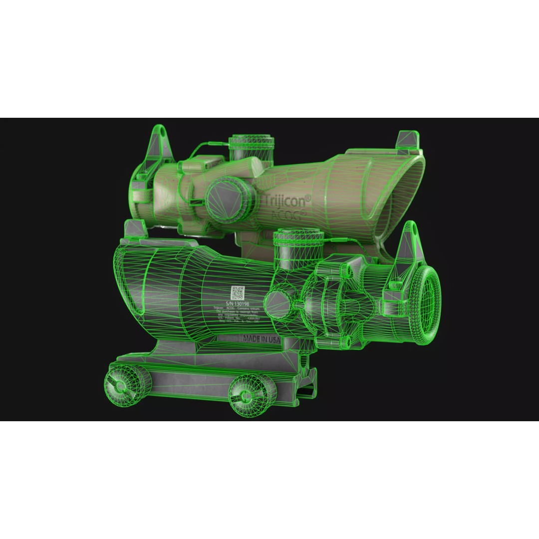 Trijicon ACOG TA01NSN 3D Model – Low Poly Game Asset, FBX & OBJ - View 4