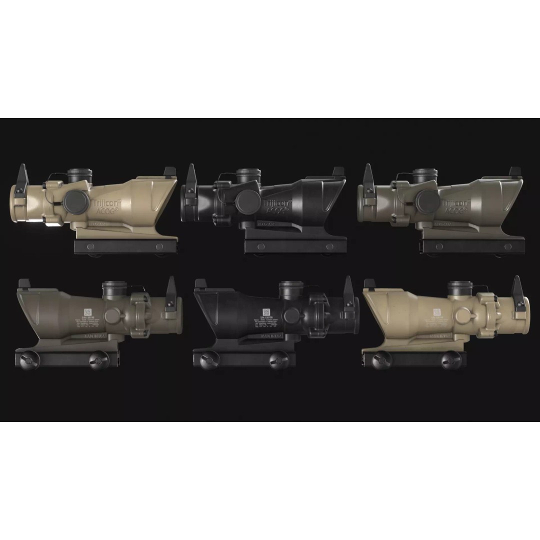 Trijicon ACOG TA01NSN 3D Model – Low Poly Game Asset, FBX & OBJ - View 5