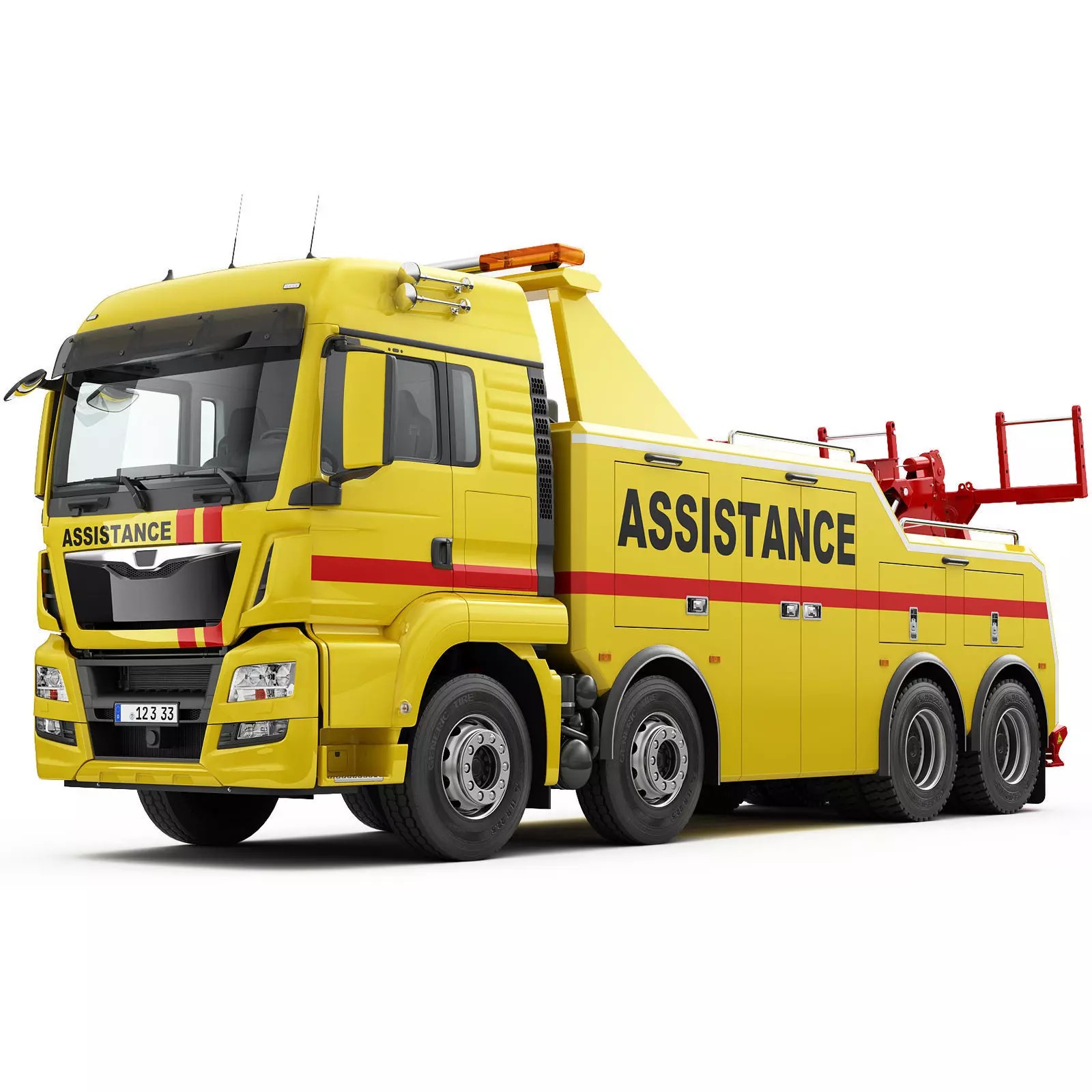 Tow Truck 8X4 - Low-Poly Game-Ready 3D Model - View 2