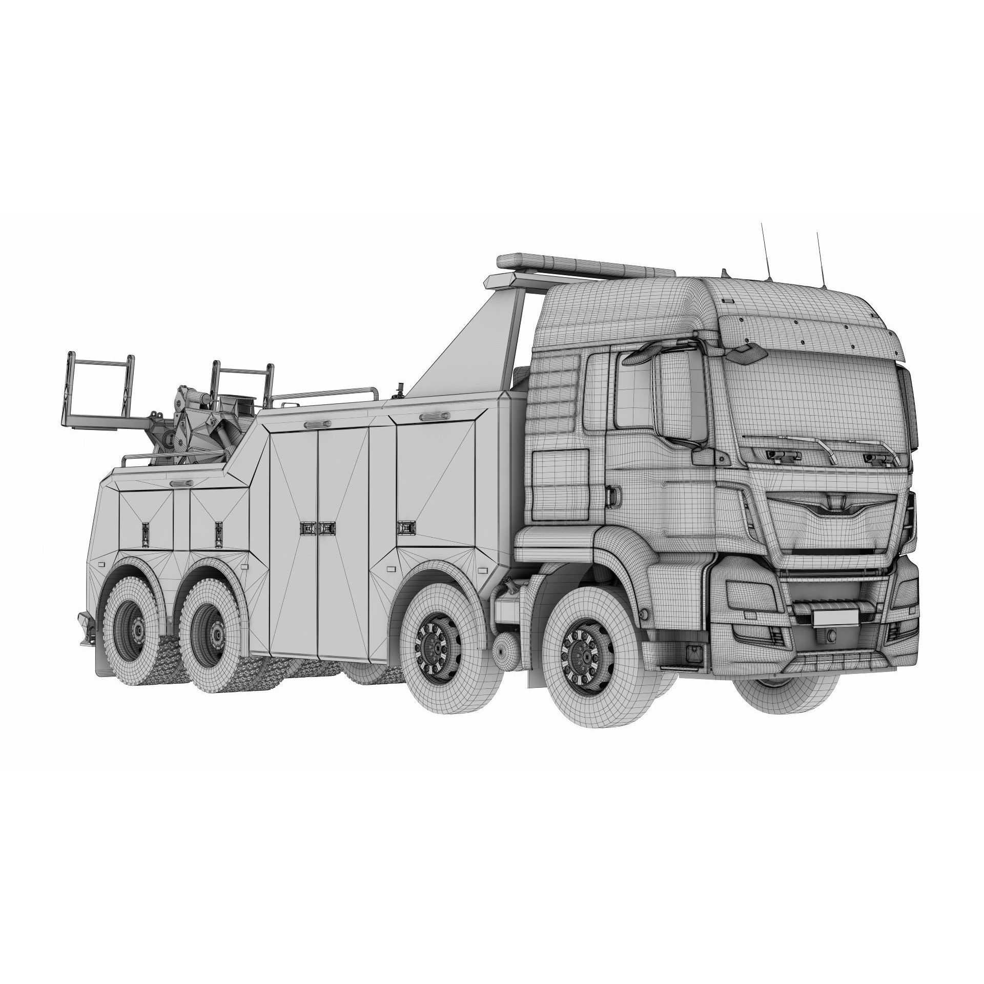 Tow Truck 8X4 - Low-Poly Game-Ready 3D Model - View 26