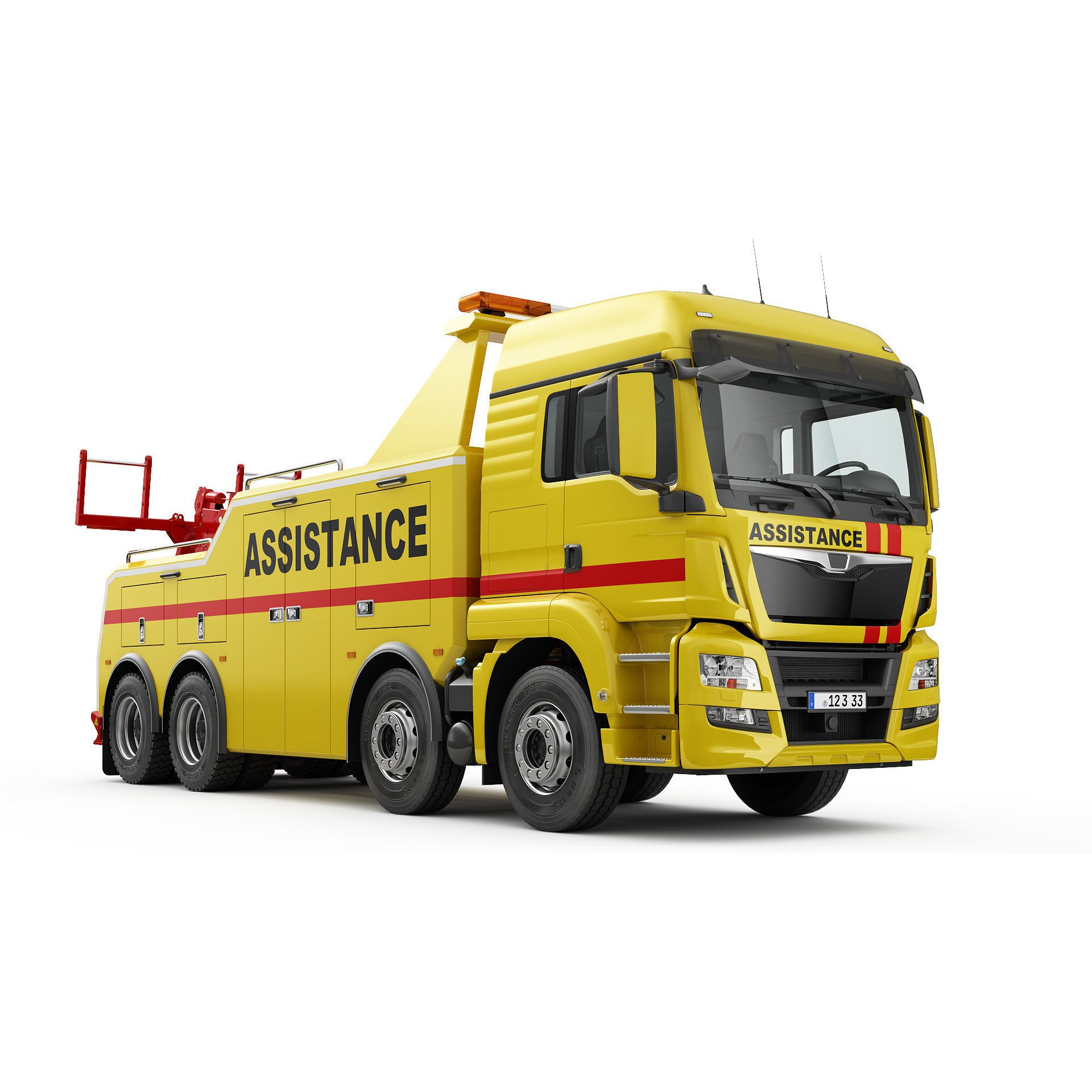 Tow Truck 8X4 - Low-Poly Game-Ready 3D Model - View 4